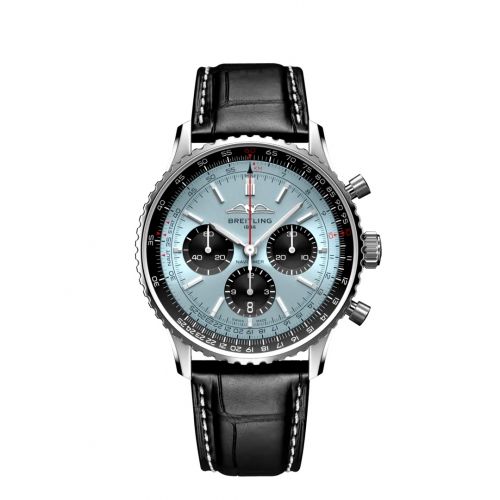 Navitimer  B01 Chronograph 43 Stainless Steel / Ice Blue / Alligator - Folding