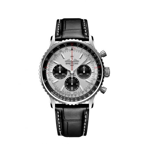 Navitimer B01 Chronograph 43 Stainless Steel / Silver / Alligator - Folding