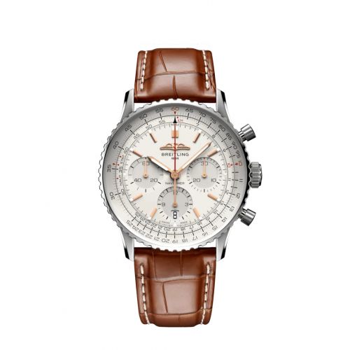 Navitimer B01 Chronograph 41 Stainless Steel / Silver / Alligator - Folding