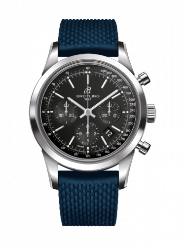 Transocean Chronograph Stainless Steel / Black / Rubber / Folding
