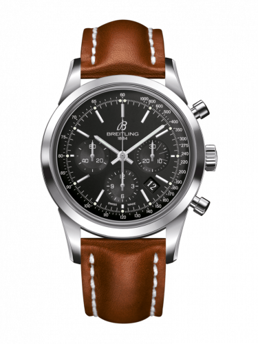 Transocean Chronograph Stainless Steel / Black / Calf / Folding