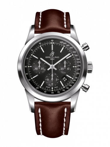 Transocean Chronograph Stainless Steel / Black / Calf / Pin