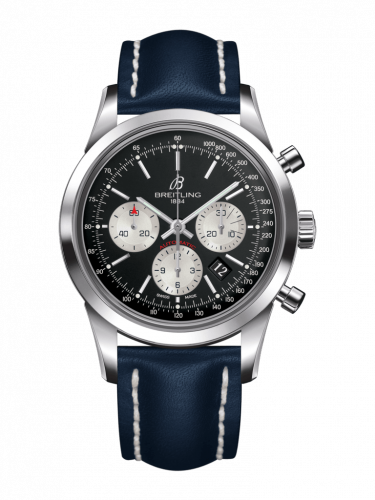 Transocean Chronograph Stainless Steel / Reverse Panda / Calf / Pin
