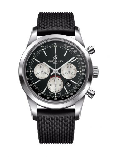 Transocean Chronograph Stainless Steel / Reverse Panda / Rubber / Pin