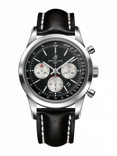 Transocean Chronograph Stainless Steel / Reverse Panda / Calf / Folding