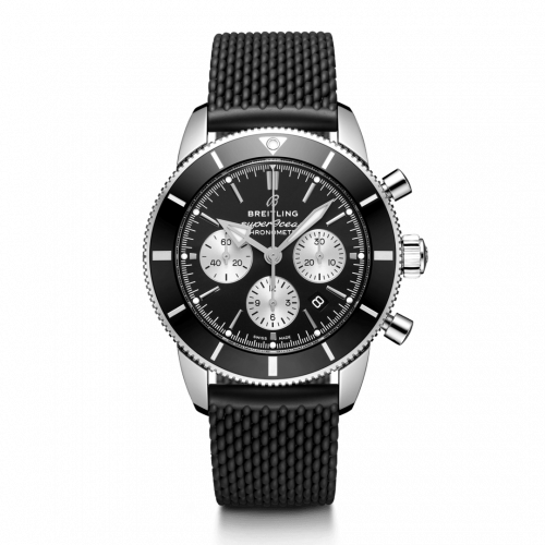 Superocean Heritage II B01 Chronograph 44 Stainless Steel / Black / Rubber / Folding