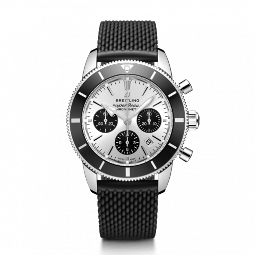 Superocean Heritage II B01 Chronograph 44 Stainless Steel / Silver / Rubber / Folding