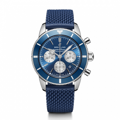 Superocean Heritage II B01 Chronograph 44 Stainless Steel / Blue / Rubber / Folding