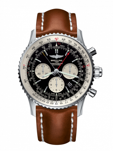 Navitimer Rattrapante Stainless Steel / Black  / Calf / Folding