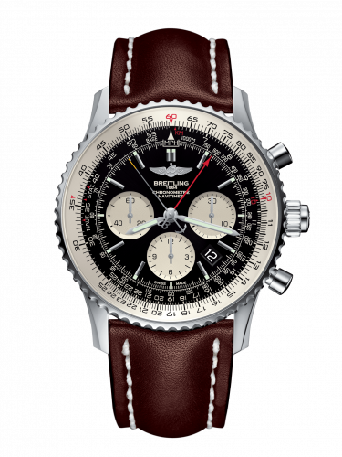 Navitimer Rattrapante Stainless Steel / Black  / Calf / Pin