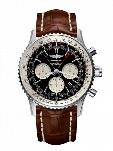 Navitimer Rattrapante Stainless Steel / Black  / Croco / Folding