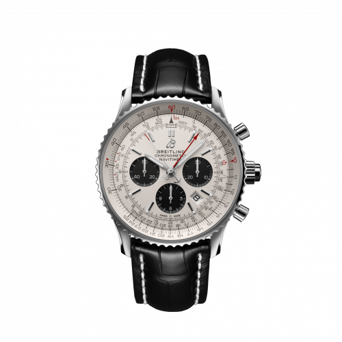 Navitimer Rattrapante Stainless Steel / Silver  / Croco / Pin