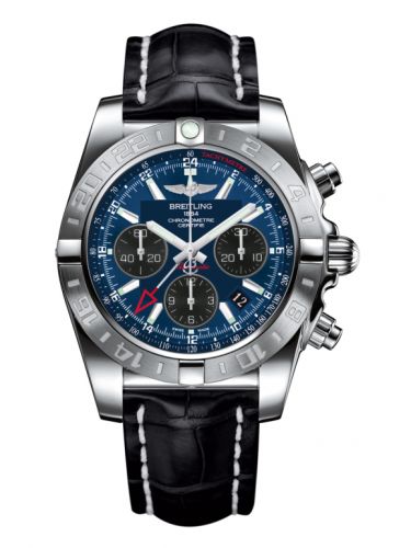 Chronomat 44 GMT Stainless Steel / Blackeye Blue / Croco