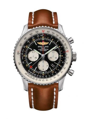 Navitimer GMT Stainless Steel / Black / Calf / Pin