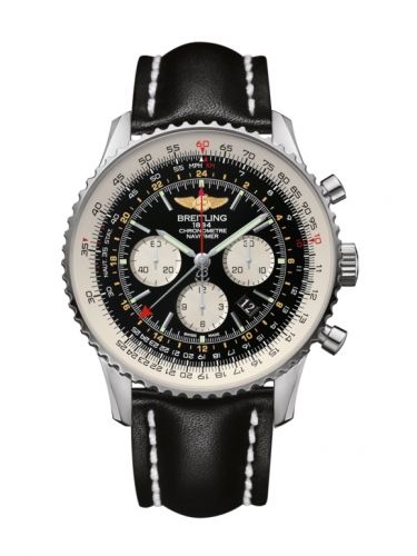 Navitimer GMT Stainless Steel / Black / Calf / Pin