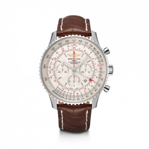 Navitimer GMT Stainless Steel / Silver / Croco / Pin