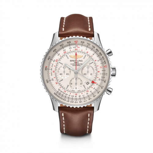 Navitimer GMT Stainless Steel / Silver / Calf / Pin