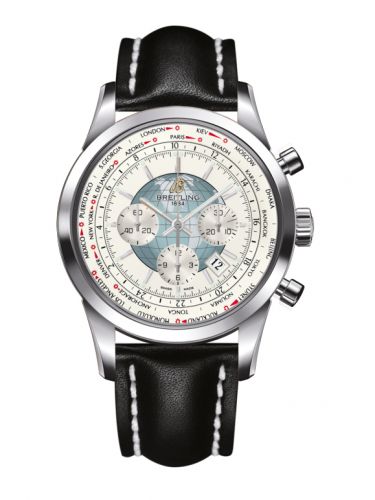 Transocean Chronograph Unitime Stainless Steel / Silver / Calf