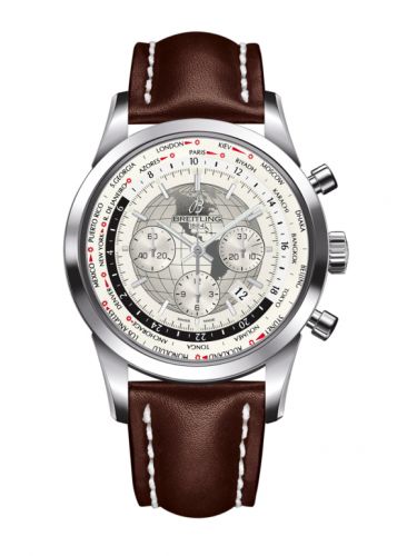 Transocean Chronograph Unitime Stainless Steel / Silver / Calf