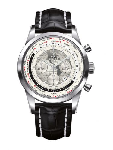 Transocean Chronograph Unitime Stainless Steel / Silver / Croco