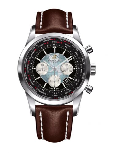Transocean Chronograph Unitime Stainless Steel / Black / Calf