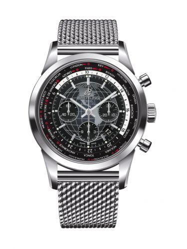 Transocean Chronograph Unitime Stainless Steel / Black / Milanese