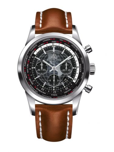 Transocean Chronograph Unitime Stainless Steel / Black / Calf