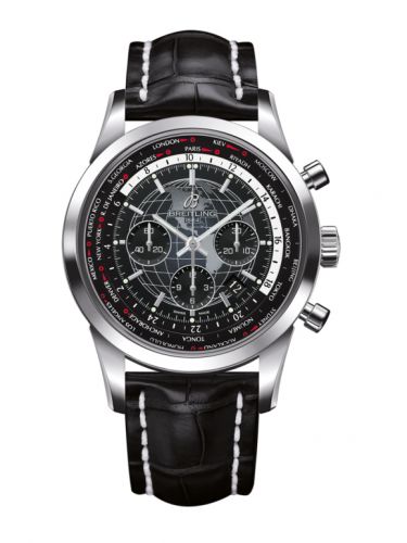 Transocean Chronograph Unitime Stainless Steel / Black / Croco