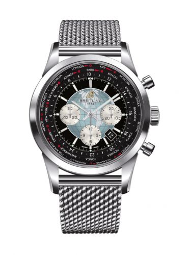 Transocean Chronograph Unitime Stainless Steel / Black / Milanese