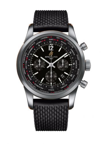 Transocean Chronograph Unitime Pilot Stainless Steel / Black / Rubber