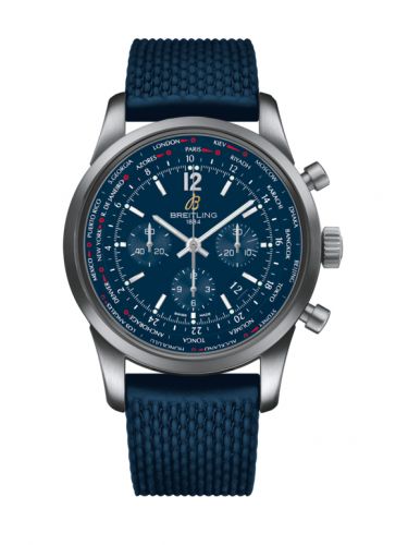 Transocean Chronograph Unitime Pilot Stainless Steel / Blue / Rubber