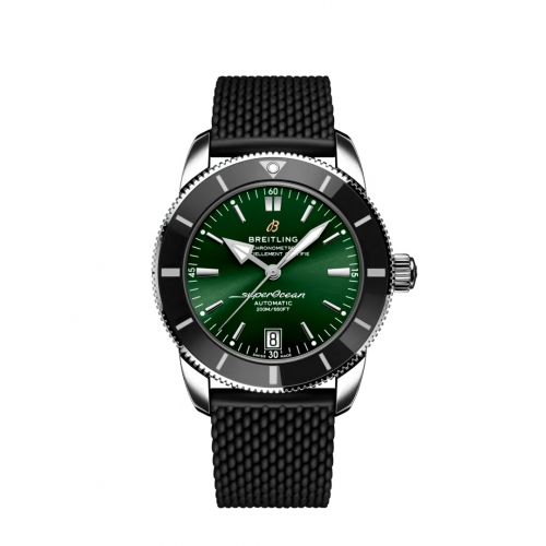 Superocean Heritage II 42 Stainless Steel / Black / Green / Rubber / Folding