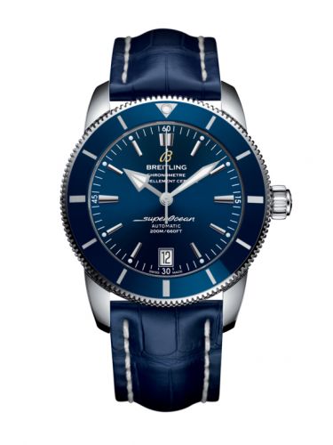 Superocean Heritage II 42 Stainless Steel / Blue / Blue / Croco / Pin