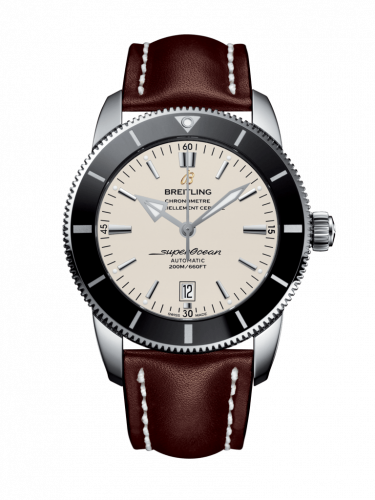 Superocean Heritage II 46 Stainless Steel / Black / Silver / Calf / Pin