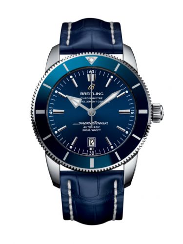 Superocean Heritage II 46 Stainless Steel / Blue / Blue / Croco / Pin