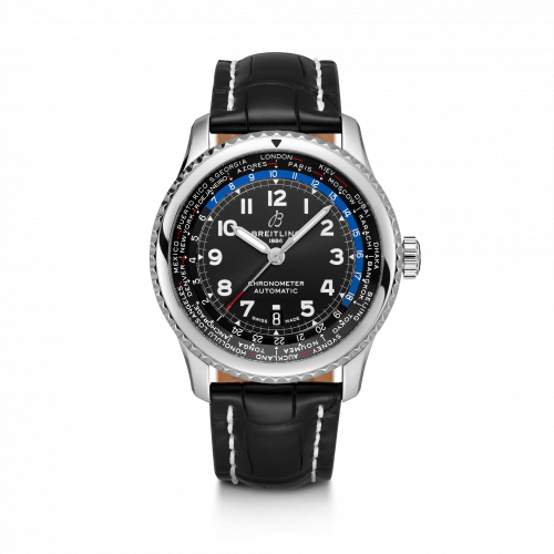 Navitimer 8 B35 Automatic Unitime 43 Stainless Steel / Black / Black Croco / Pin