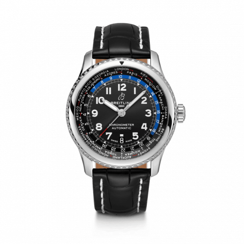 Navitimer 8 B35 Automatic Unitime 43 Stainless Steel / Black / Black Croco / Folding
