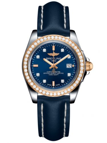 Galactic 32 Sleek Edition Stainless Steel / Rose Gold / Diamond / Horizon Blue Diamond / Calf