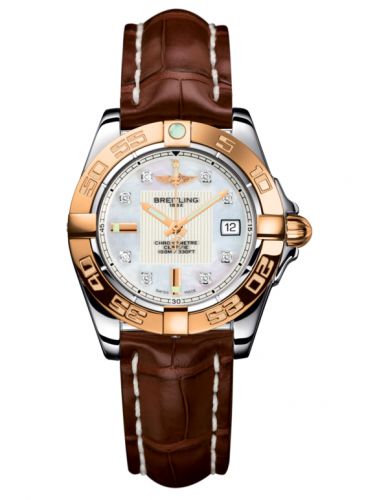 Galactic 32 Stainless Steel / Rose Gold / Pearl Diamond / Croco