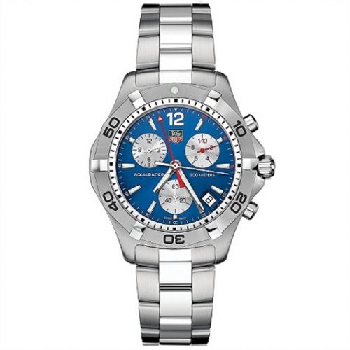 Aquaracer 300M Quartz Chronograph 41 Stainless Steel / Blue / Bracelet