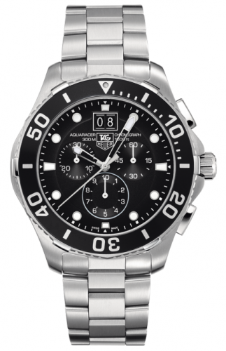 Aquaracer 300M Quartz Chronograph 43 Stainless Steel / Black / Bracelet