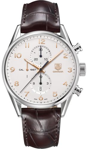 Carrera Calibre 1887 43 Stainless Steel / Silver / Alligator