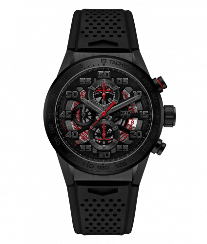 Carrera Calibre Heuer 01 43 PVD / Black Ceramic / Skeleton / Rubber