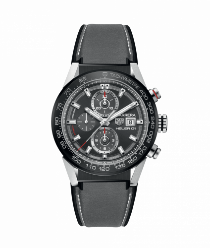 Carrera Calibre Heuer 01 43 Stainless Steel / Grey / Calf