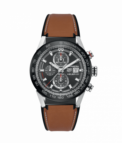Carrera Calibre Heuer 01 43 Stainless Steel / Grey / Calf