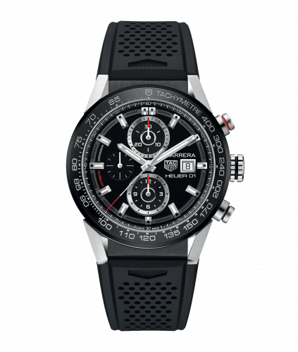 Carrera Calibre Heuer 01 43 Stainless Steel / Black / Rubber