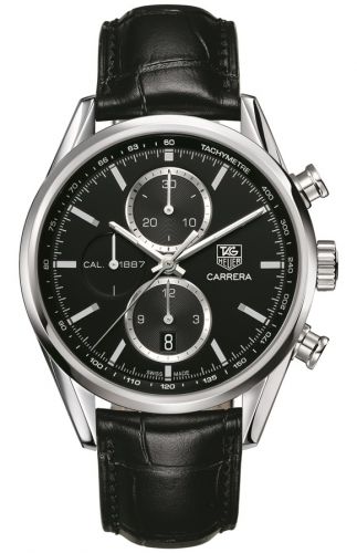 Carrera Calibre 1887 41 Stainless Steel / Black / Alligator