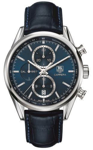 Carrera Calibre 1887 41 Stainless Steel / Blue / Alligator