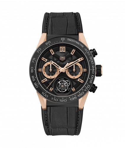 Carrera Calibre Heuer 02T 45 Chronograph Tourbillon Titanium / Ceramic / Rose Gold / Alligator