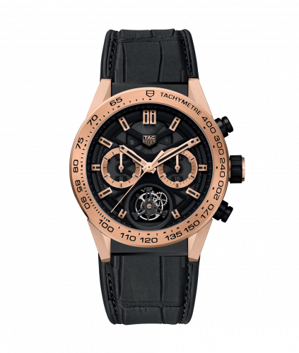 Carrera Calibre Heuer 02T 45 Chronograph Tourbillon Titanium / Rose Gold / Alligator